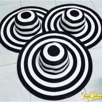 ราคา hattt_shop หมวกfloppy sun hat หมวกสานปีกกว้างสีขาวดำ รหัส013 (1569172359)