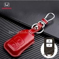 ราคา ซองหนังแท้ ใส่กุญแจรีโมทรถยนต์ หนังเงา HONDA HR-V,CR-V,BR-V,JAZZ,Cit/RS Smart Key 2 ปุ่ม สีแดง (9293843055)