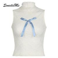 ราคา SweeticMe แฟชั่นผู้หญิงใหม่ Sweet Bowknot Slim Fit Lace Tank Tops Camisole (27852728506)