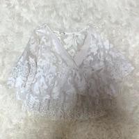 ราคา เสื้อลูกไม้สีขาวคอวี แขนสั้นสีขาว (2685848733)