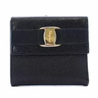 ราคา Salvatore Ferragamo Vara กระเป๋าสตางค์สองพับ หนังสีดํา ส่งตรงจากญี่ปุ่น มือสอง (26856041409)