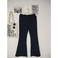 ราคา **มือ1**กางเกงเอวสูง ขากระดิ่ง สีกรม ผ้าฮานาโกะ (25471821659)