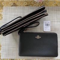 ราคา COACH แท้ % กระเป๋าคล้องมือ 2 ซิป size L สีดำ พร้อมส่ง (7928763638)
