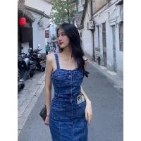 ราคา เดรสยีนส์สายเดี่ยว แต่งกระดุม ผ่าหน้า แฟชั่นเกาหลี (22373798311)