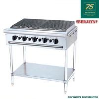 ราคา BERJAYA เตาย่างแบบหินลาวา เตาย่างแก๊ส 5หัวแก๊ส 75,000 BTU/HR BER1-CB5BFS (23343294827)