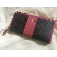 ราคา COACH F54630 ACCORDION ZIP WALLET IN SIGNATURE COATED CANVAS WITH LEATHER STRIPE (1101738870)