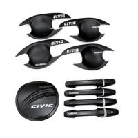 ราคา เบ้ารองมือเปิด+ครอบมือจับ+ฝาถัง CIVIC ซีวิคปี 2006-2011 สีดำด้านโลโก้ขาว (9314070089)
