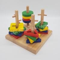 ราคา ของเล่นไม้ เสาหลักไม้ทรงเรขาคณิต 4เสา #ของเล่นเสริมพัฒนาการ #ของเล่นเด็ก (8217570939)