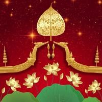 ราคา สติ๊กเกอร์ตกแต่ง ภาพเรือสุพรรณหงส์-ใบโพธิ์ทอง-ดอกบัว ตกแต่งธีมแบบไทยไทย (18186056274)