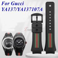 ราคา 29x21มม. สำหรับ Gucci YA137/YA 137107 สายรัดข้อมือยางสำหรับนาฬิกา สายรัดที่มีช่องยื่นออกมา กันน้ำ สำหรับผู้ชาย สีดำ (40752454357)
