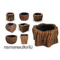ราคา "กระถางลายเปลือกไม้ SIZE M และ L" จัดสวน แต่งสวน Bunny Brown (25531432322)