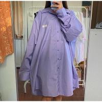 ราคา เสื้อเชิ้ตแขนยาวสีม่วง Oversize Shirt (26619888154)