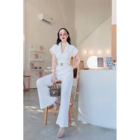 ราคา PACHARA #จั้มสูทสีขาว #จั้ทสูทออกงานสีขาว #ชุดไปทำบุญ #ชุดสีขาว (21783593151)