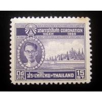 ราคา แสตมป์พระรูป ในหลวง ร.9 พระราชพิธีบรมราชาภิเศก พ.ศ.2493 Coronation 1950 หน้าดวง 15 สตางค์ ยังไม่ใช้ หายากน่าสะสมครับ (23620242742)