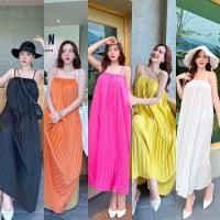ราคา Maxi dress เดรสสายเดี่ยวอัดพลีทตัวยาว เนื้อผ้าไหมอิตาลีอัดพลีท (21995620371)