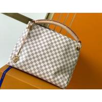 ราคา LOUIS VUITTON กระเป๋าถือผ้าแคนวาสลายตารางหมากรุก Artsy ขนาดกลาง สำหรับผู้หญิง สีขาว N40253 589 (29283411807)