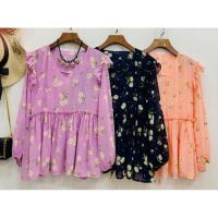 ราคา เสื้อผ้าสาวอวบ ลายดอกทานตะวัน อก52นิ้ว งานสวยหวานมากๆ จับจีบใต้อก ใส่แล้วผอมเบาๆ (3746416878)