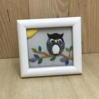 ราคา กรอบรูปนกเค้าแมวงานผ้าวินเทจ สินค้าญี่ปุ่นมือสอง (1242143837)