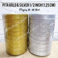 ราคา ริบบิ้นทอง/เงิน 1/2 นิ้ว 1.25 ซม ยาว 20-25 หลา/ริบบิ้นสีทองและสีเงิน/ริบบิ้นทอง/ริบบิ้นเงิน/ริบบิ้นของขวัญทอง/ริบบิ้นเงิน (17696042434)