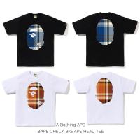 ราคา พร้อมส่ง เสื้อยืด A Bathing Ape Bape ลาย BAPE CHECK BIG APE HEAD TEE ของแท้ % จากญี่ปุ่น (28416085107)