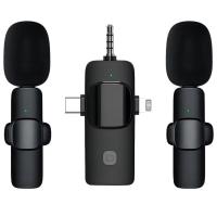 ราคา 3 in 1 Wireless Lavalier Microphones for IOS Android 2 Pack Mini Wireless Microphones (24258514462)