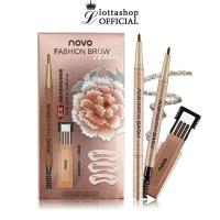 ราคา NOVO (No.5146) Fashion Brow Nater โนโว ดินสอเขียนคิ้ว แบบหมุน มีแปรงปัดคิ้วในตัวพร้อมไส้ดินสอเปลี่ยน3แท่ง (1908196971)