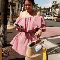 ราคา 2สีส่งฟรีเดรสสั้นปาดไหล่สก้อตจ้า (16190626)