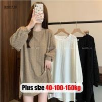 ราคา Plus Size✅เดรสสาวอวบ ไซส์ใหญ่ ผู้หญิง เดรสเสื้อยืด สาวอวบ มินิเดรส สาวอวบ แขนยาว คอกลม แยก สีพื้น ทรงขาตรง ทรงหลวม เกาหลี ฤดูใบไม้ร่วง Oversize พลัสไซส์ สาว อวบอ้วน ใส่ได้ (20483482019)