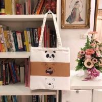ราคา (พร้อมส่ง)กระเป๋าผ้าแคนวาส we bare bears (มีซิป ใส่A4ได้) (7637228334)