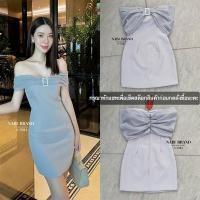 ราคา งานป้าย NABI เดรสออกงานสีเทาอ่อน เดรสสั้นปาดไหล่อกแต่งอะไหล่เพชร ทรงสวยเป๊ะ ดีไซน์เรียบหรู (25920663616)