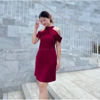 ราคา เดรสคอเต่าแต่งระบายช่วงแขน ออกงาน งานแต่ง เพื่อนเจ้าสาว สีแดง (23978575941)