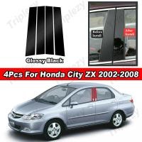 ราคา 4ชิ้นเคลือบเงาเปียโนสีดํา/คาร์บอนไฟเบอร์รถพีซีวัสดุเสาโพสต์ปกประตูตัดหน้าต่างปั้นสติกเกอร์แผ่นสําหรับฮอนด้าซิตี้ ZX 2002-2008 2003 2004 2005 2006 2007 (26852143301)