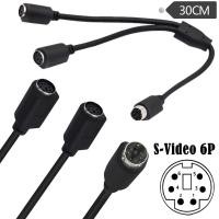 ราคา Mini Din 6 Pin Male to Dual 6 Pin Female Extension Cable 0.3m, 6Pin S-Video Splitter Adapter PS2 Converter Cord for PC, Scanner, Mouse, Keyboard (29791348239)