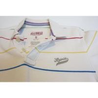 ราคา Hybrid เสื้อโปโลผู้ชาย สีขาวลายทาง แขนสั้น ตัดป้าย Size S *USED* (1116788514)