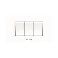 ราคา ชุดสวิตช์ทางเดียว 3 ช่อง PHILIPS รุ่น LEAF สีขาว (19983013845)