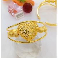 ราคา กำไลทองฉลุลานหัวใจ ฟรีไซต์ หนัก 2 บาท งานทองหุ้มทองสวย (27454972422)