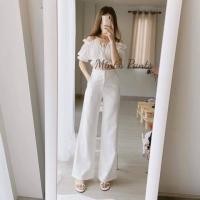 ราคา Sale ‼️ กางเกงเอวสูง ขากระบอก สีขาว มือ1 (3812673280)