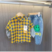 ราคา KEMEJA ชุดเสื้อลายสก๊อตเด็กชายพร้อมเสื้อยืด + กางเกงยีนส์หนาสไตล์ UNIQLO (29165950895)
