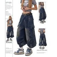 ราคา Pannofluxus กางเกงยีนส์ชาย ทรงขาสั้น แนวสตรีทฮิปฮอป สไตล์อเมริกัน ทรงปกติ ทรงหลายกระเป๋า (27229981305)