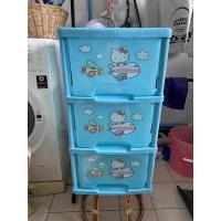 ราคา ลิ้นชักใส่ของ sanrio kitty สีฟ้า สามชั้น (8770299924)