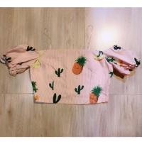 ราคา เสื้อเปิดไหล่ ซิปข้าง ลายสัปปะรด (1180079191)