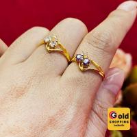 ราคา แหวนทองฝังพลอยฝังเพชร ตัวเรือนสีทอง เสริมบารมี ใส่ออกงานหรือใส่ในชีวิตประจำวัน แหวนพลอย แหวนเพชร ทองชุบ (22486055626)
