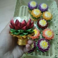 ราคา พานดอกบัวริบบิ้น พานเงินพานทอง 1 คู่ (26870967859)