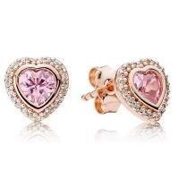 ราคา ♞,♘ส่งจาก ที่ไทย Pandora ของแท้ เงิน925 หัวใจสีชมพูต่างหู ของขวัญสำหรับคนพิเศษ ของแท้ 100% ต่างหู (24830793194)