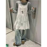 ราคา เดรสลูกไม้ ชุดมินิเดรส ลูกไม้สีขาว Camisole กระโปรงผู้หญิงสวมใส่ด้านใน Slimmer ดู Hollow Bowknot A-Line กระโปรง (44161357561)