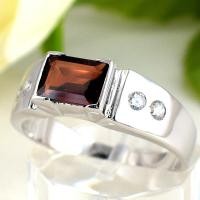 ราคา SKJewelryFactory แหวนชายสไตล์ลำลอง แหวนเงินแท้ 92.5% ฝังพลอยโกเมนแท้ ER02351-GAN (3362713345)