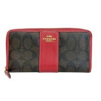 ราคา Coach Signature F54630 หนังสีน้ําตาลเข้ม มือจับสีแดงสีดํา ส่งตรงจากญี่ปุ่น มือสอง (40667241899)
