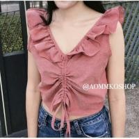 ราคา เสื้อรูดหน้าปาดไหล่ได้สีชมพูกะปิ (2850924150)