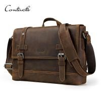 ราคา CONTACT'S กระเป๋าสะพายไหล่ กระเป๋าถือ หนังแท้ ใส่แล็ปท็อปได้ สไตล์วินเทจ สําหรับผู้ชาย (17998163874)