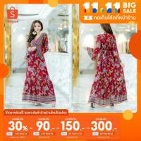 ราคา ชุดโบฮีเมี่ยนสีแดงผ้าสปันสวยหรูอก34"-46" (4813798393)